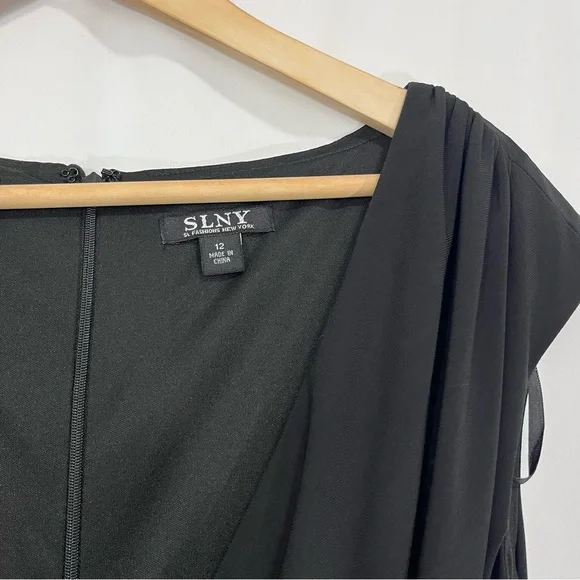 SLNY Black and White Embroidered Fit and Flare Dress 12 - Picture 4 of 11